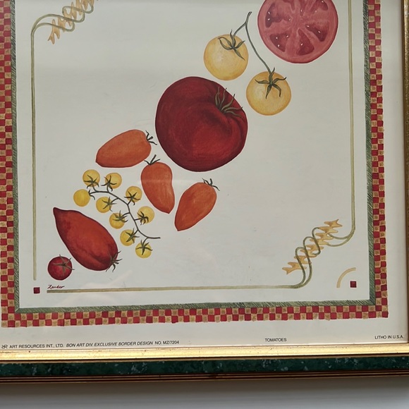 ✨ 1996 ART RESOURCES INT LTD -Set of 3 Framed Prints TOMATOES - HERBS - PASTA. - Picture 4 of 16
